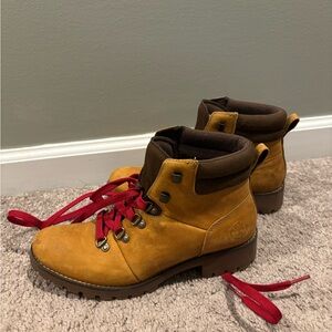 Timberland Womens Ellendale A1R3G Red Brown Leather Hiking Boots Shoes Size 7.5